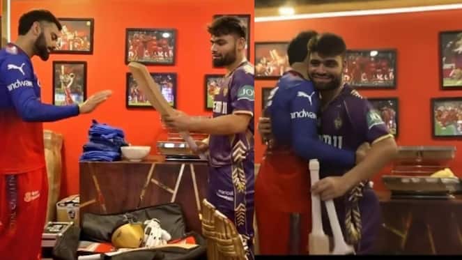 Virat Kohli Gifts Rinku Singh A Bat After RCB's Crushing Defeat Against KKR In IPL 2024